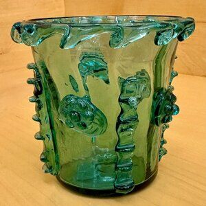 vintage Gordiola Spanish Turquoise Glass vase